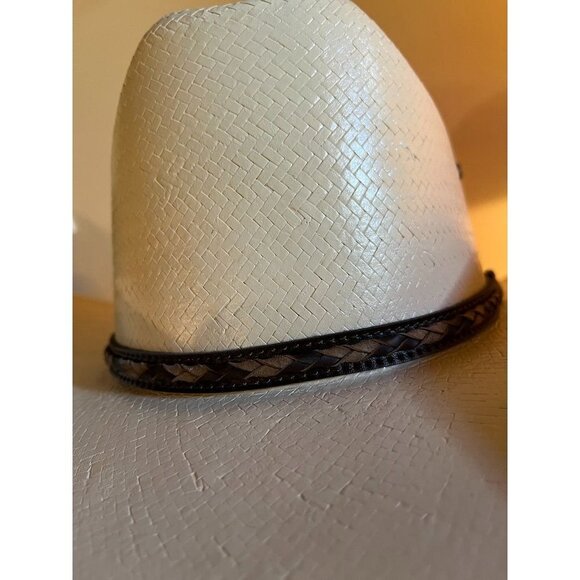Justin's Mens Cowboy Western Hat Straw Light Beige Size 56 / 7 - Picture 6 of 10